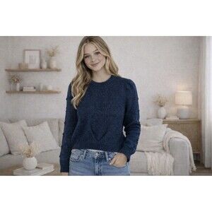 Name It Brand Navy Wool Blend Oversized Long Sleeve Crew Girls Sweater XXS NWT